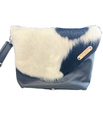Leather and Black & White Cow Alina Crossbody Concealed Carry Bag