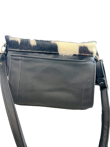 Leather and Black & White Cow Alina Crossbody Concealed Carry Bag