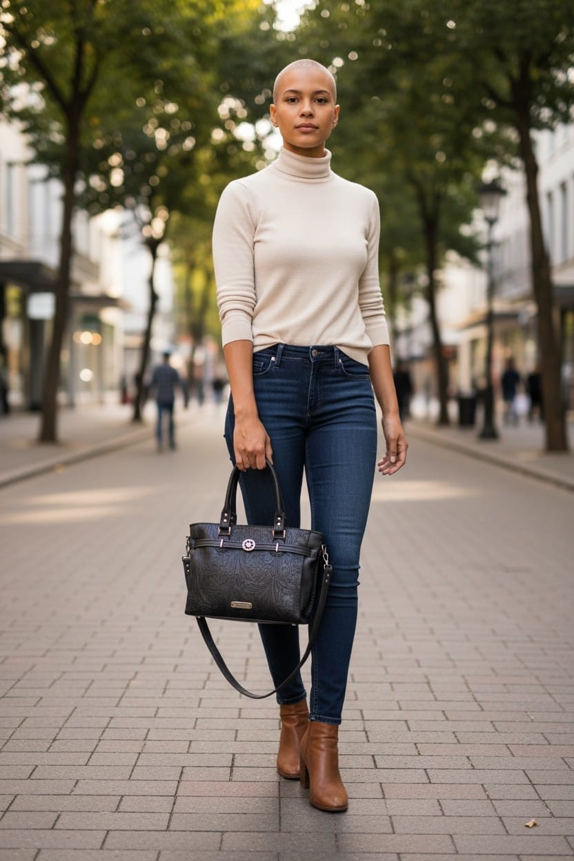 Handcrafted from rich tooled leather Concealed Carry Tote - Image 4