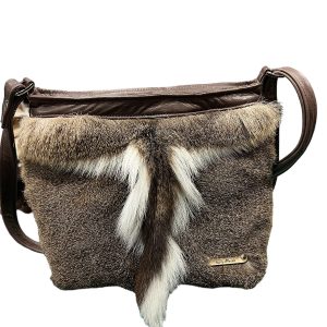 White Deer Tail and Leather Alina Crossbody Concealed Carry Bag