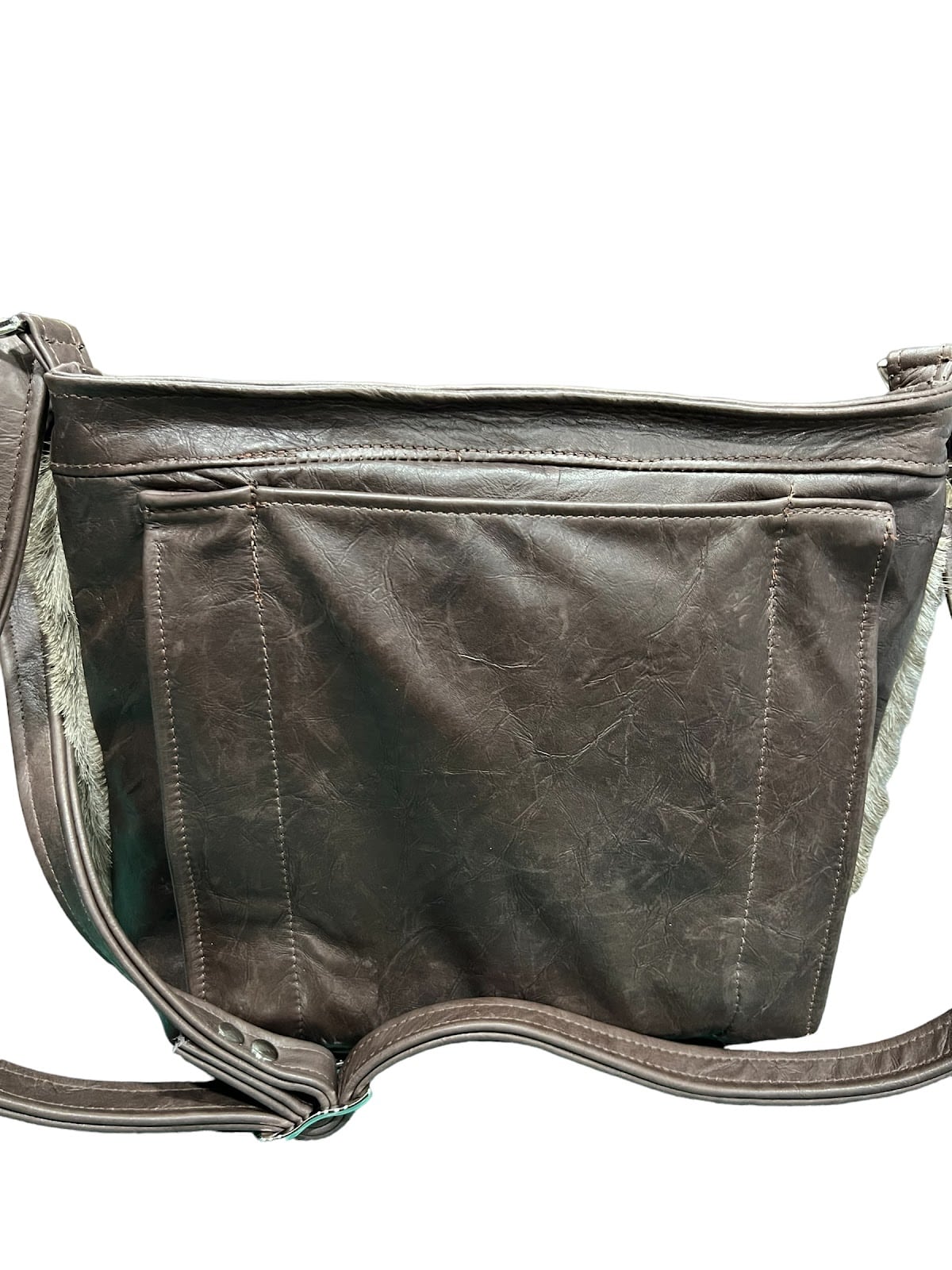 White Deer Tail and Leather Alina Crossbody Concealed Carry Bag - Image 2