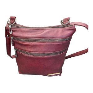 Leather Triple Zip Concealed Carry Crossbody