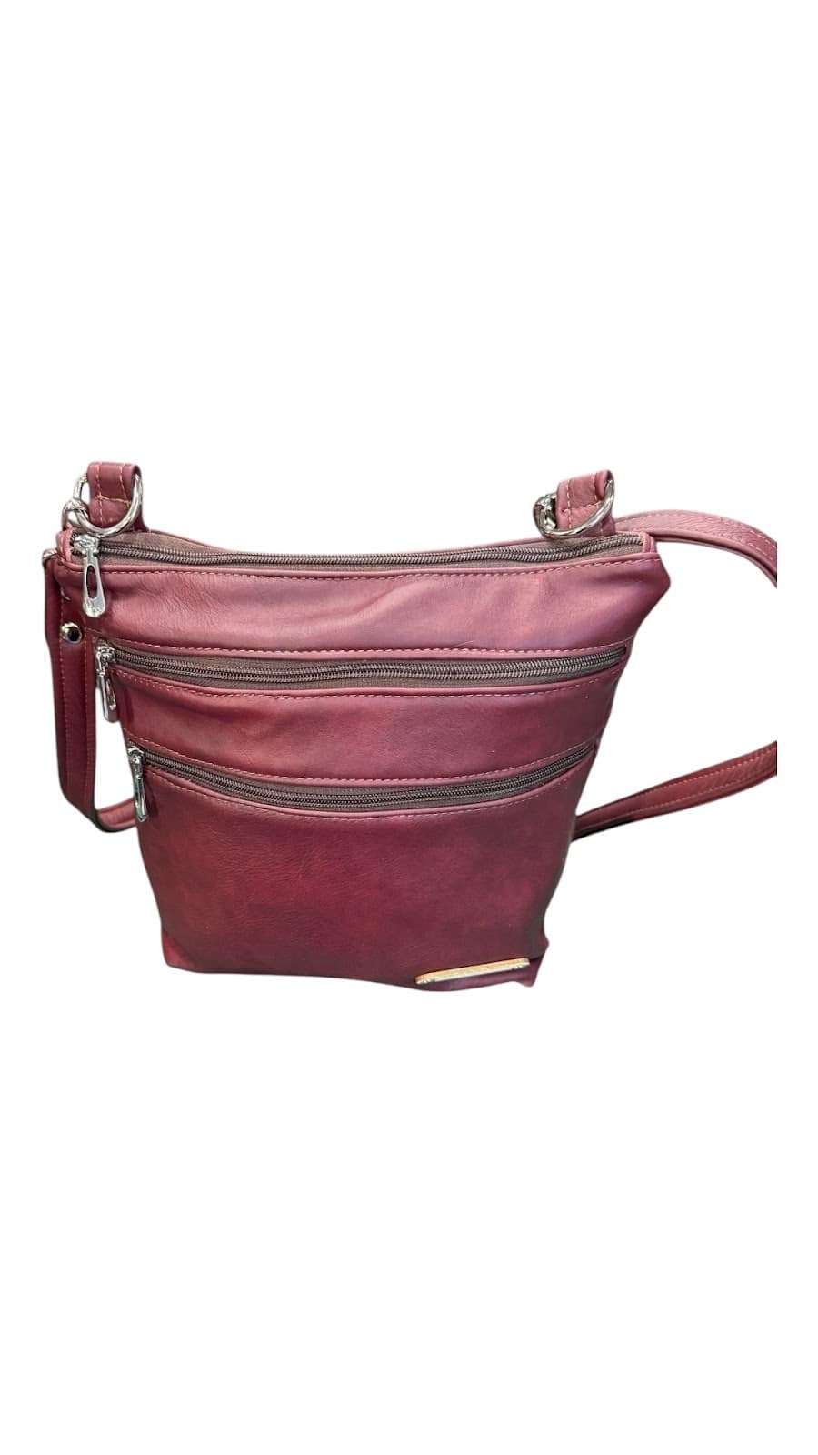 Leather Triple Zip Concealed Carry Crossbody