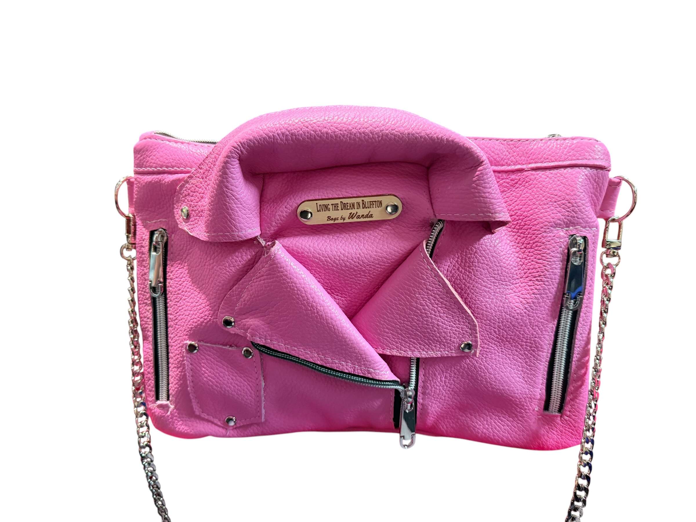 Beautiful Pink Leather Ariadne Biker Conceal Carry Clutch